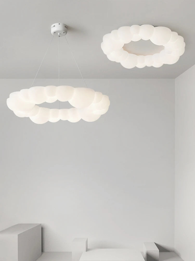 lampe nuage moderne led design anneau nordique éclairage lustre - vue 3 sur 14