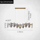 lustre moderne en cristal avec led et suspensions ronds