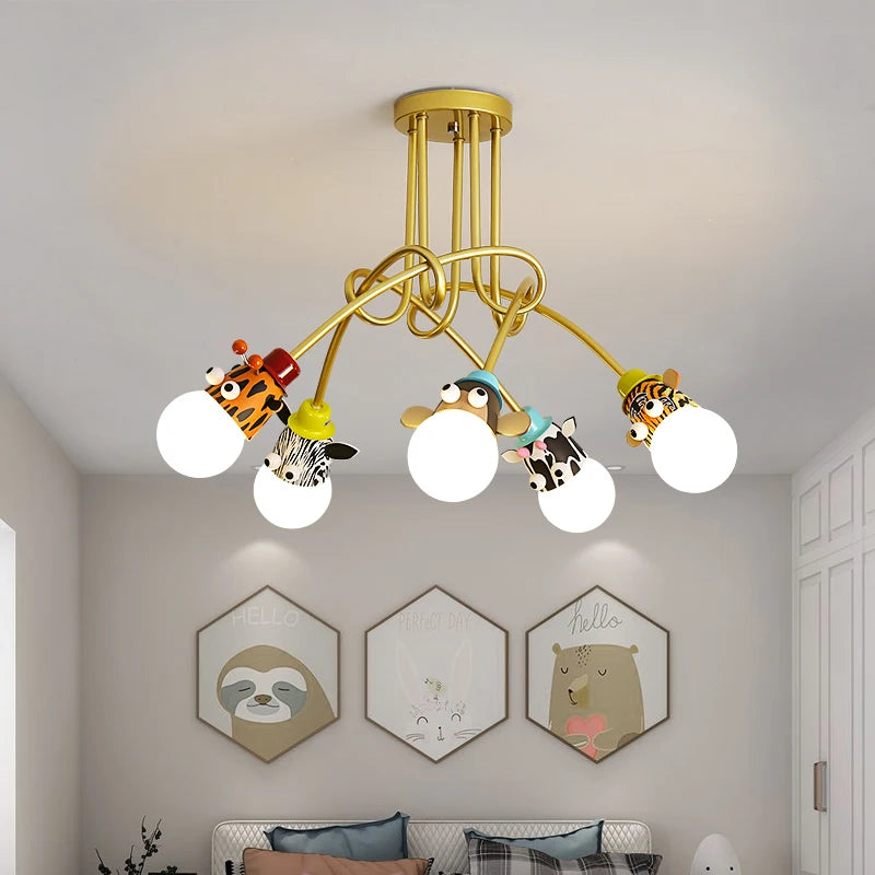 lustre animaux bande dessinée singe zèbre tigre girafe enfants - vue 3 sur 8