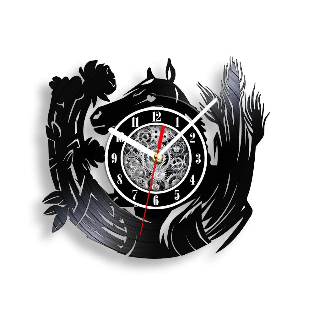 horloge murale vinyle cheval décoration équestre artisanale cadeau unique - vue 17 sur 22