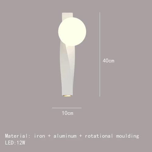 applique murale led en aluminium et verre rotatif - vue 10 sur 12