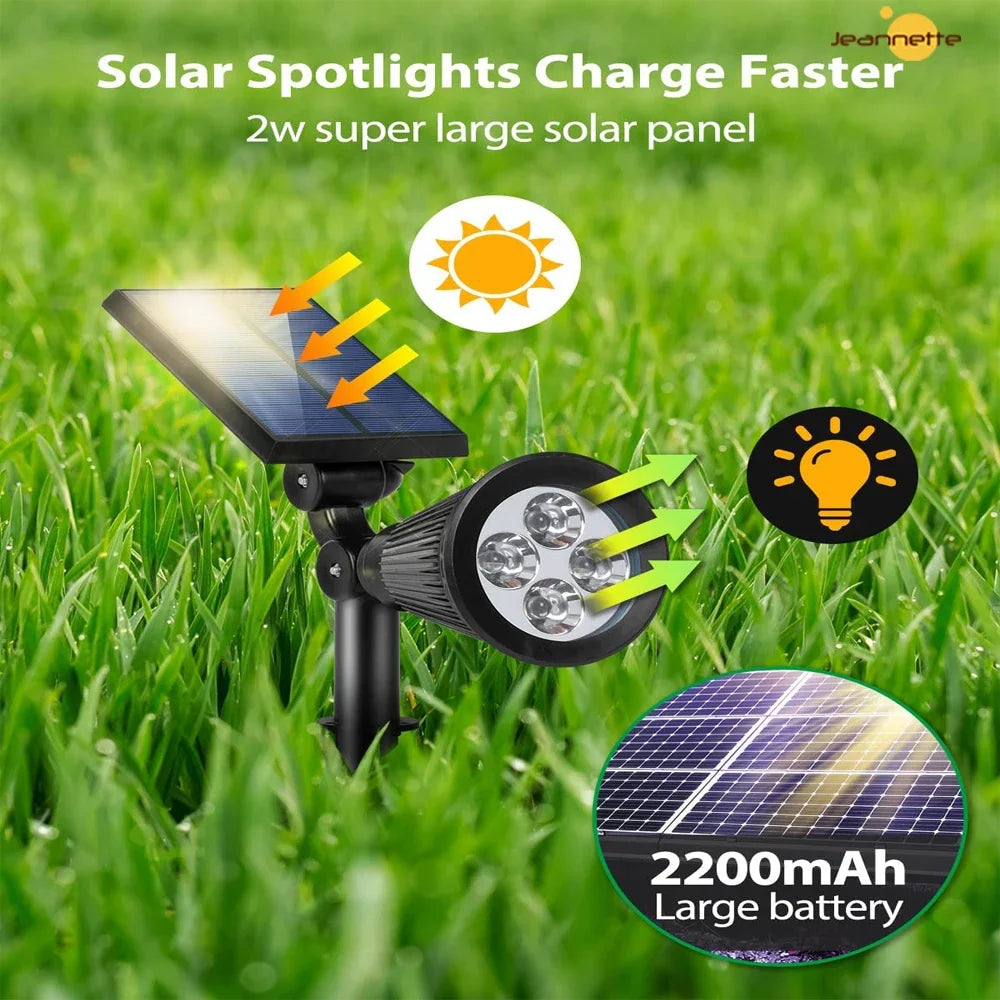 Projecteurs solaires extérieur étanche lumière solaire mur sol lumières solaires pour jardin piscine arbre étang voie paysage cour pelouse - vue 3 sur 9