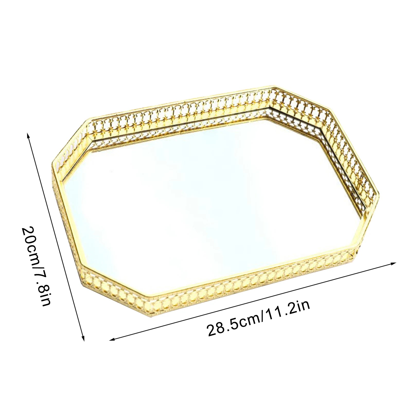 plateau de rangement en métal miroir décoratif pour cosmétiques et vaisselle - vue 15 sur 14