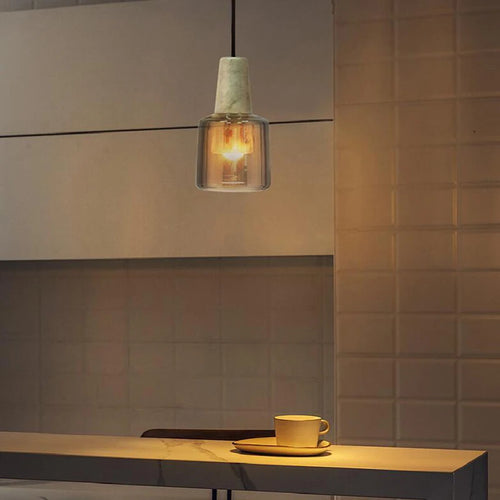 lustre en marbre naturel style nordique pour bar et salon - vue 4 sur 7