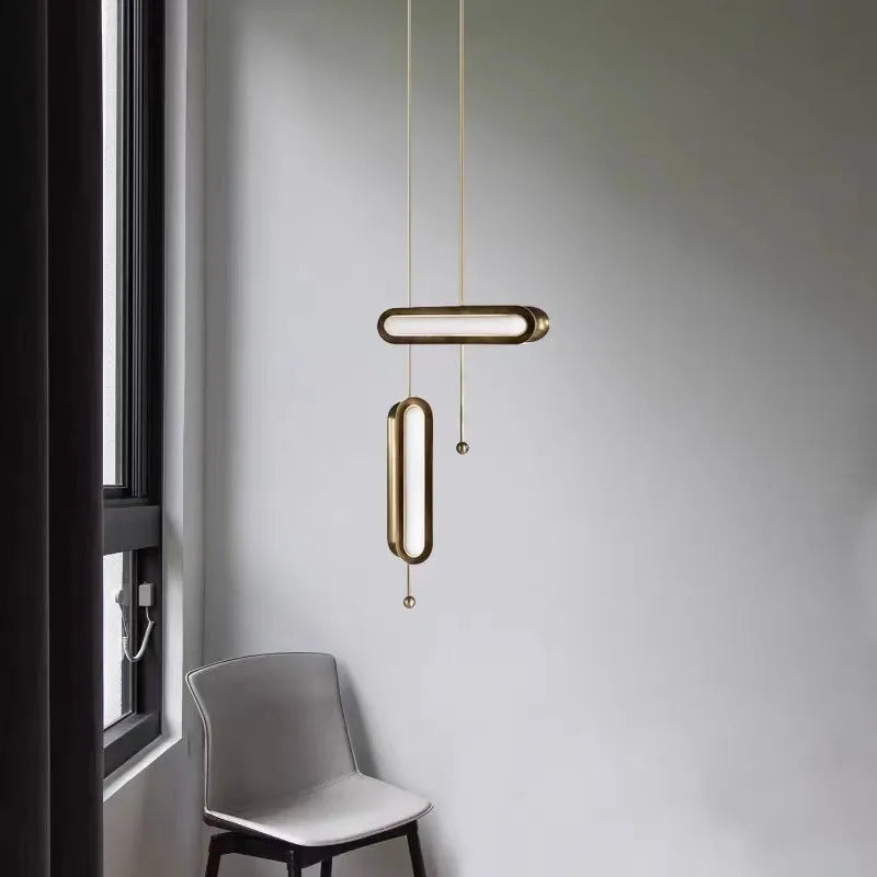 Circuit Suspension Nordique Créative LED Lumière Dorée Postmoderne pour Salon Cuisine Loft Chambre Chevet Lampe À Tête Unique