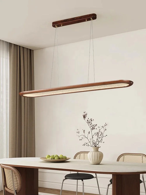 suspension moderne en noyer pour bar avec led décorative - vue 4 sur 9