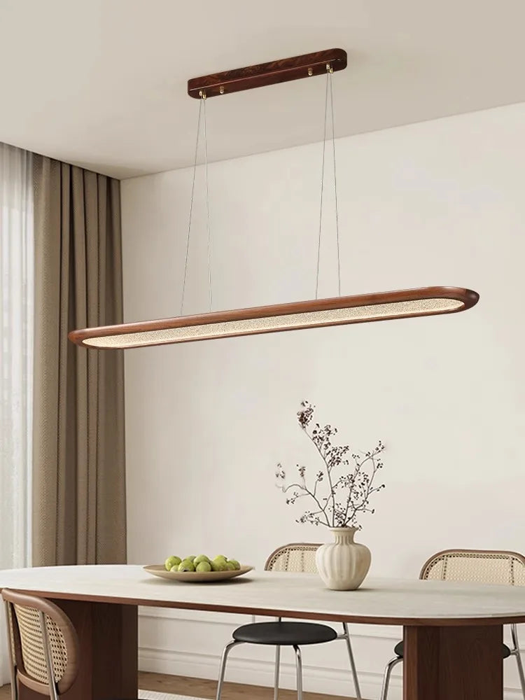 suspension moderne en noyer pour bar avec led décorative - vue 3 sur 9