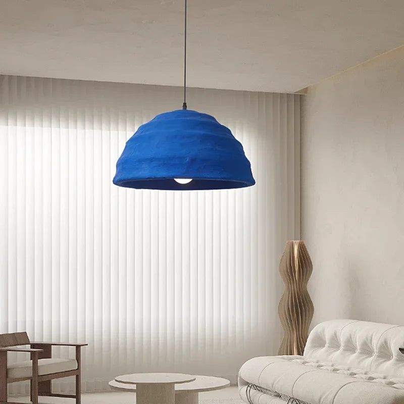 Designer Wabi Sabi Bar Decoration Handmade Pendant Light Nordic Restaurant Chandelier Minimalist Klein Blue Bedroom Bedside Lamp - vue 3 sur 8