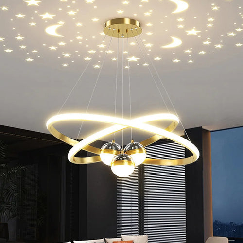 Lustre led anneaux circulaires étoile homedero - vue 3 sur 6