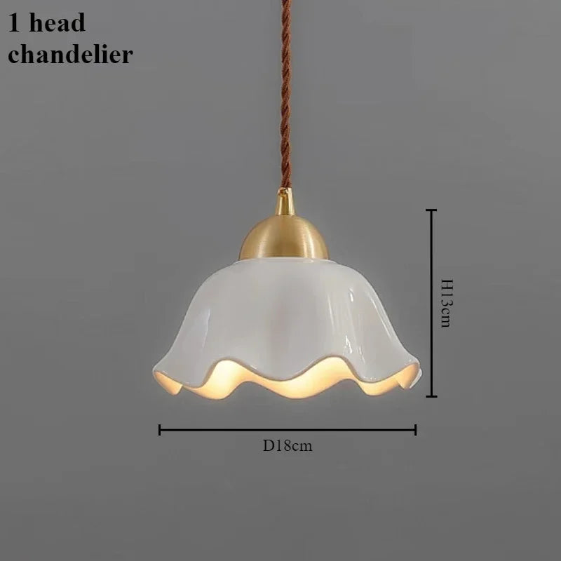 lustre moderne en céramique à fleurs pour intérieur contemporain - vue 9 sur 12