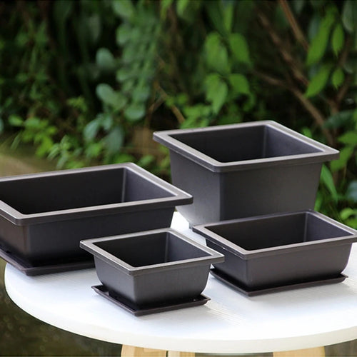 pots de fleurs rectangulaires imitation argile pour jardin extérieur