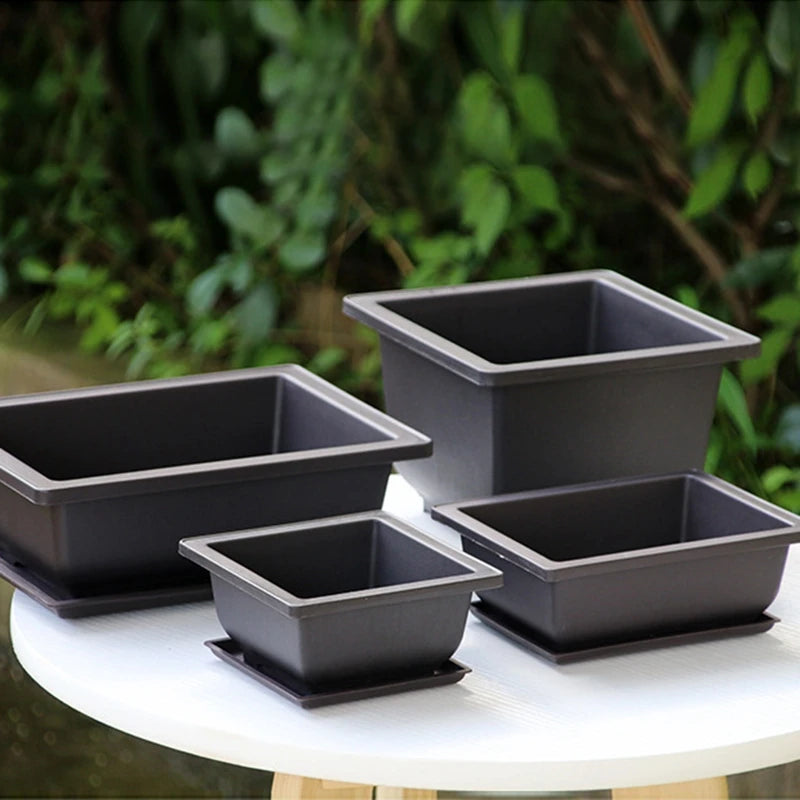pots de fleurs rectangulaires imitation argile pour jardin extérieur