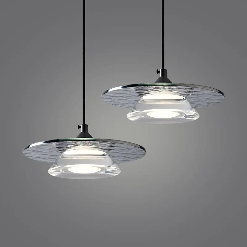 suspension led design moderne en verre et cuivre avec cordon réglable - vue 3 sur 9