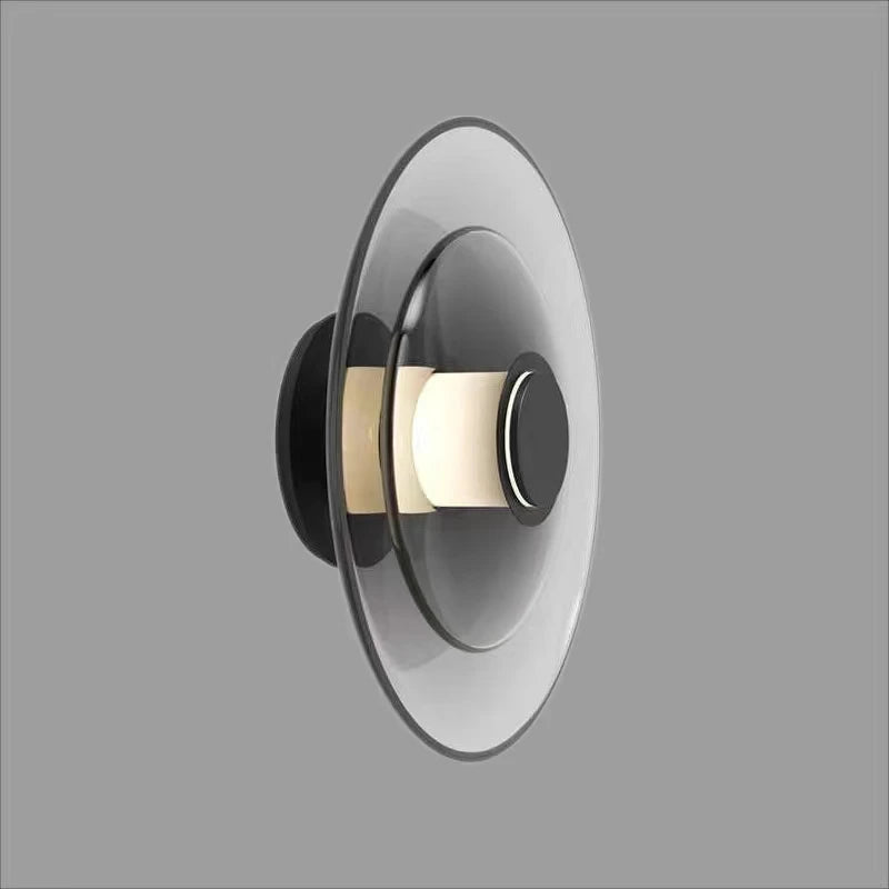 Applique murale led verre ambre noir doré - vue 3 sur 7