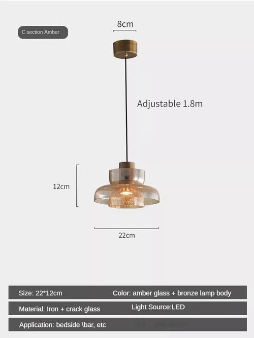 suspension rétro en verre craquelé style américain pour bar et café - vue 11 sur 12