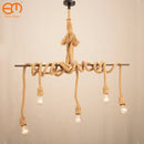suspension rétro loft industriel en corde de chanvre avec ampoule edison