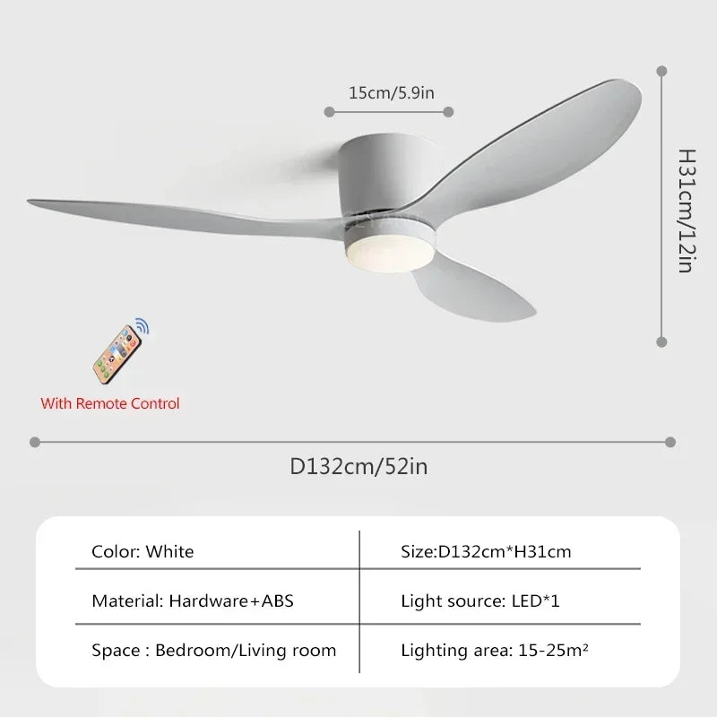 plafonnier ventilateur lumineux avec télécommande design nordique - vue 8 sur 11