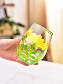 verres a vin motif floral artisanal lot trois