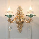 Lustre céramique à fleurs et cristal