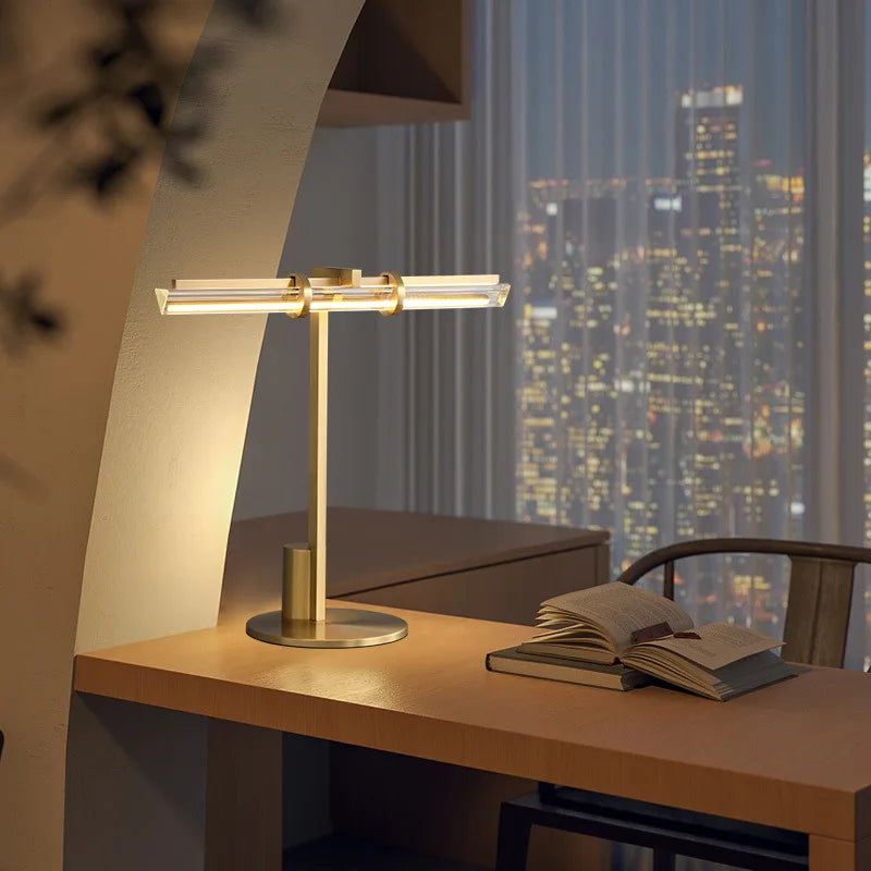 lampe de bureau led moderne en cristal minimaliste pour lecture et travail - vue 4 sur 7