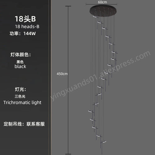 lustre moderne suspendu en acrylique design créatif 2023 à LED - vue 13 sur 17