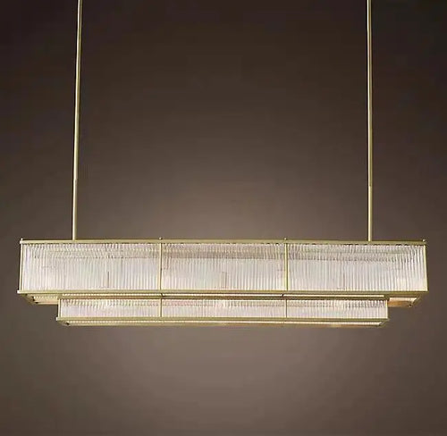 lustre led style loft américain en métal et tubes de verre - vue 12 sur 14