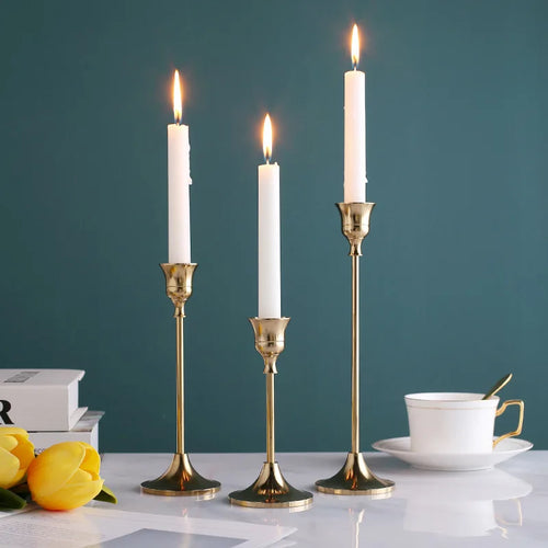 lot de 3 bougeoirs en métal pour décoration élégante et festive - vue 2 sur 10