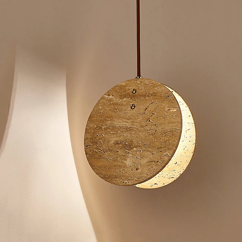 Scandinave Wabi Sabi Jaune Pierre LED Suspension Lumière Nordique Crème Style Décoration de La Maison Salon Chambre Chevet Lustre