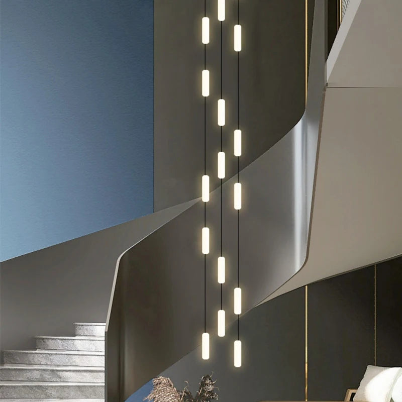lustre led nordique pour escalier duplex penthouse villa - vue 3 sur 21
