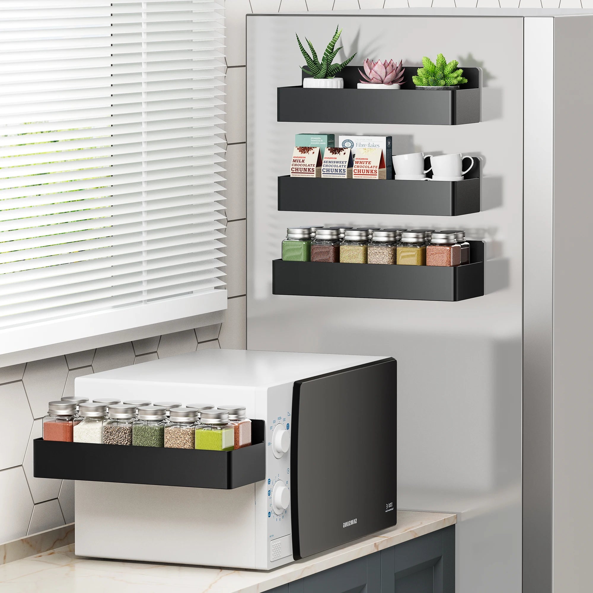 lot de 4 étagères magnétiques pour rangement d'épices - vue 3 sur 7