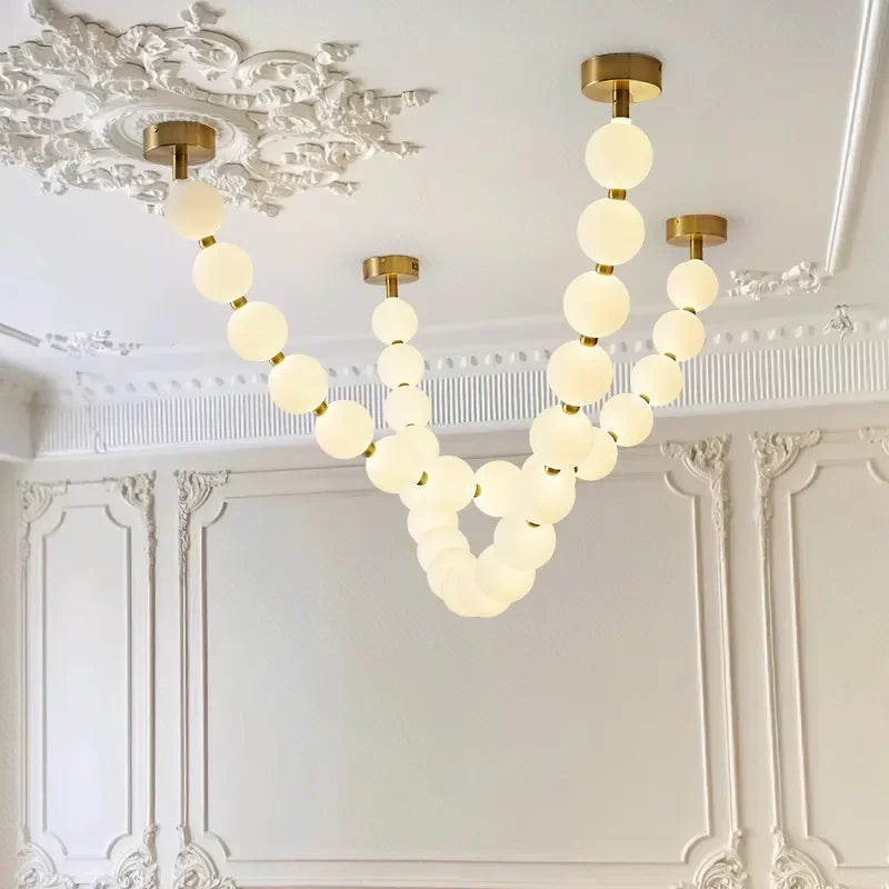 lustre design perles nordiques led pour décoration maison - vue 4 sur 9
