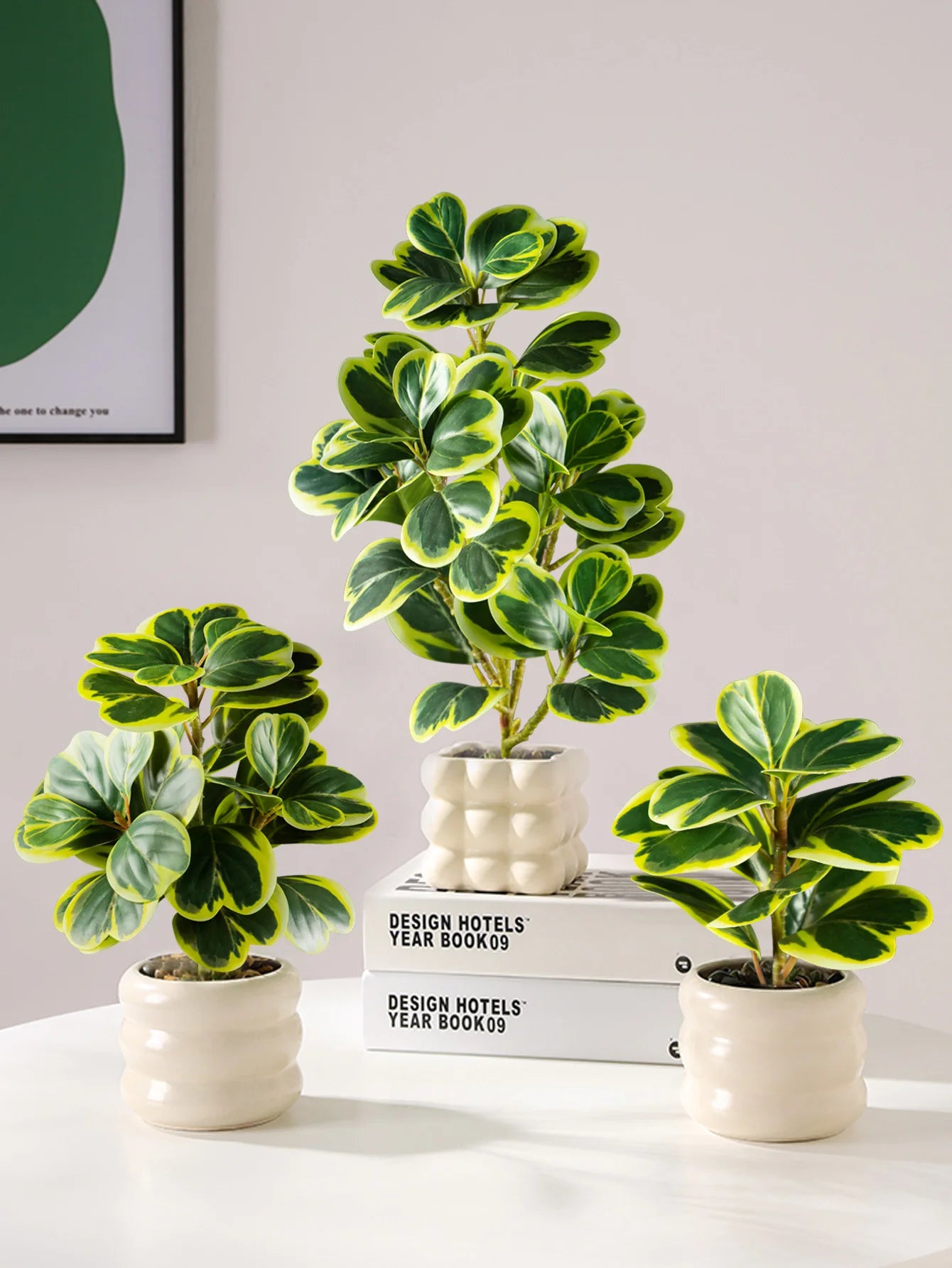 petites plantes artificielles feuilles de cœur décoration intérieure et extérieure - vue 6 sur 9