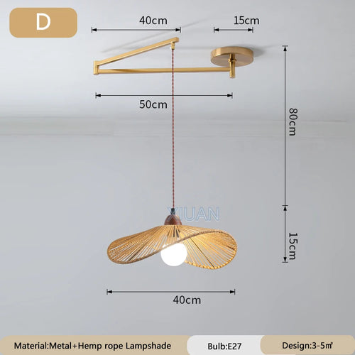 lustre wabi-sabi vintage avec tissu appliqué pliant - vue 12 sur 11