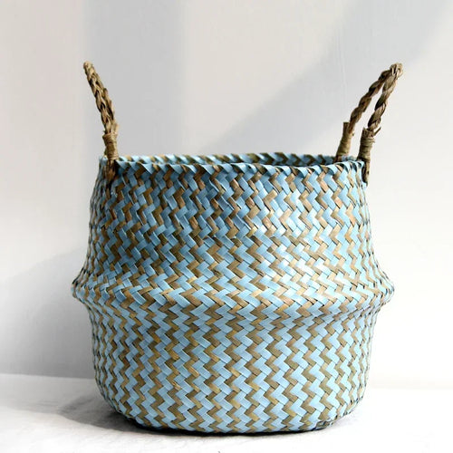 panier de rangement pliable en osier fait main patchwork seagrass - vue 6 sur 8