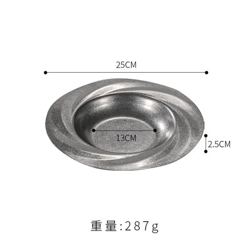 Assiette retro acier inoxydable style restaurant luxe