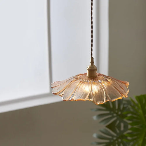 suspension rétro en laiton verre forme fleur décoration maison