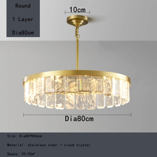 lustre en cristal multicouche nuage et brume pour hôtel avec corps en acier