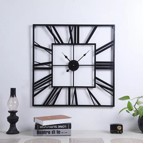 horloge murale moderne 3D rétro carrée chiffres romains décoration silencieuse - vue 5 sur 9