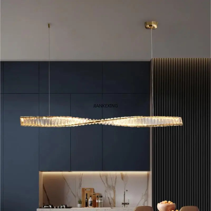 Creative and Personalized Long Crystal Light,Walkway Bedroom TV Background Wall Lamp Luxury  Simple LED Suspension Lamps - vue 6 sur 12