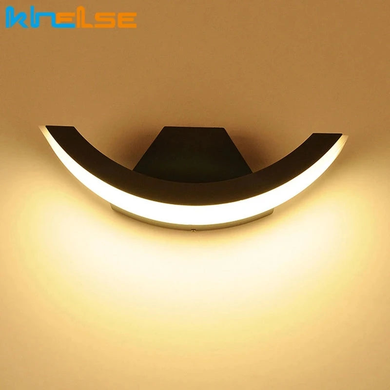 12W/18W Outdoor Garden LED Wall Lamp Balcony Aisle Engineering Villa Wall Light Porch Corridor Waterproof Arc Style Sconce Light - vue 4 sur 8