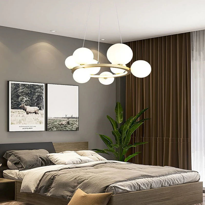 lustre en verre au design moderne avec bulles artistiques - vue 3 sur 18
