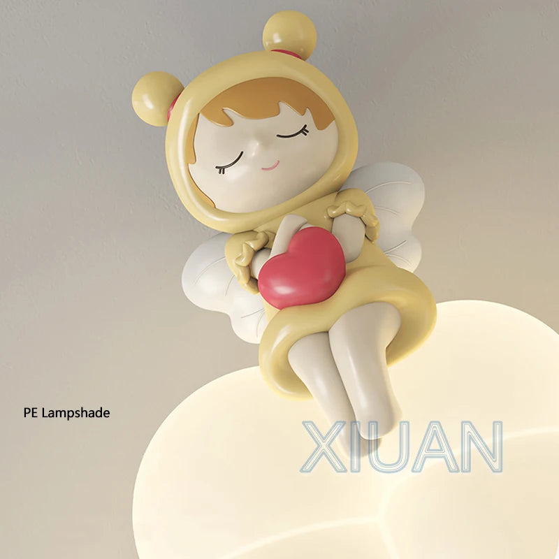 appliques murales créatives led pour enfants en forme d'ours ange lapin - vue 7 sur 9