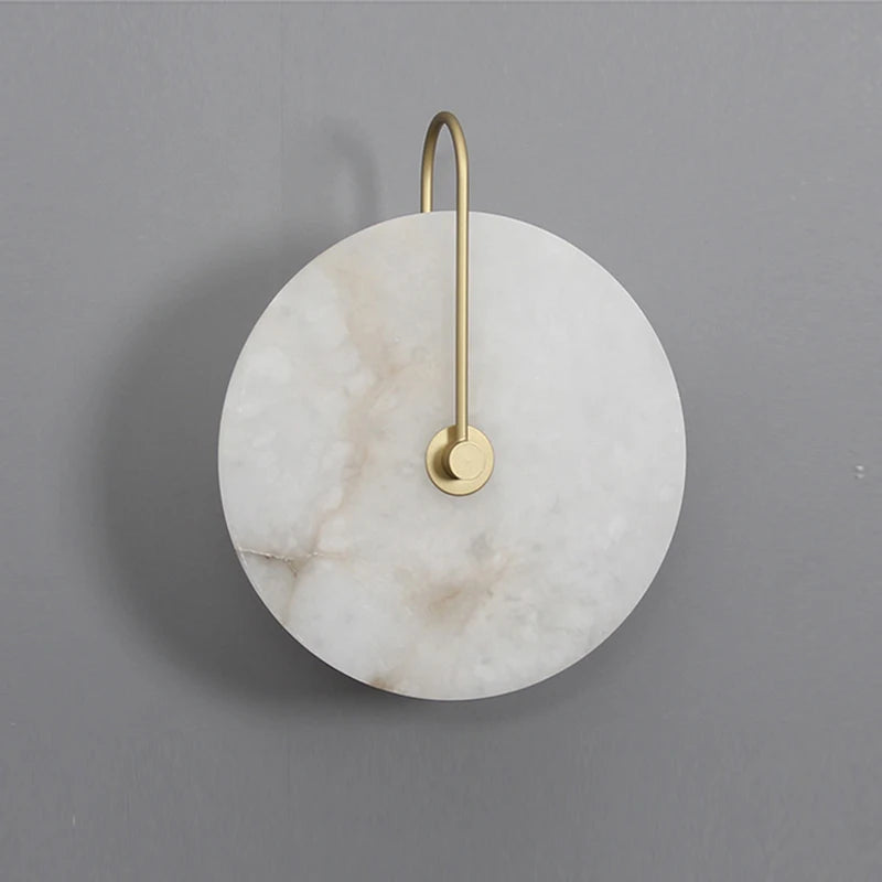 applique murale led en marbre naturel métal doré ronde - vue 6 sur 19