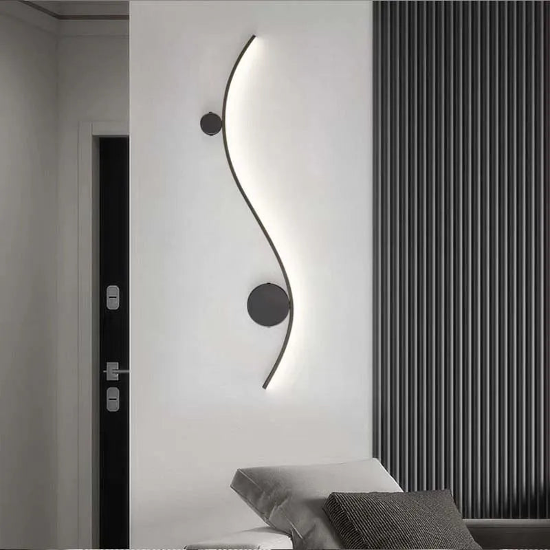 applique murale moderne cuivre or ligne décor salon escalier éclairage intérieur lustre