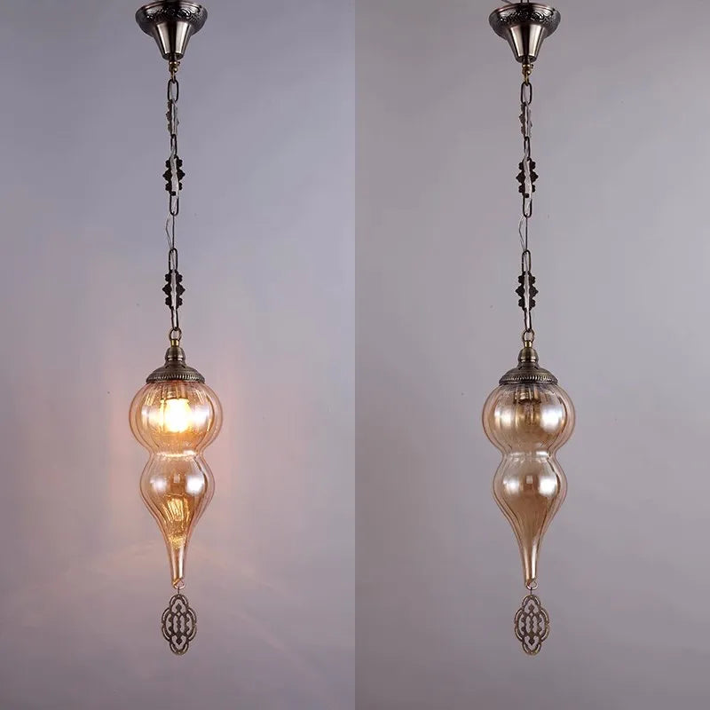 suspension vintage bohème en verre craquelé fait main - vue 4 sur 9