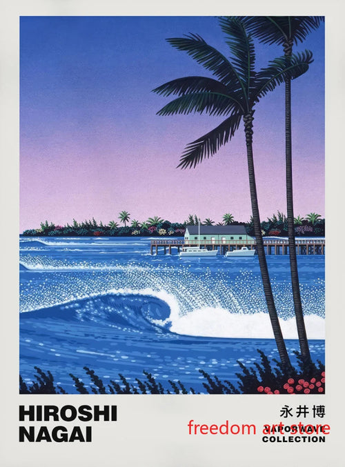 affiches d'art vintage japonaises de hiroshi nagai pour décoration murale