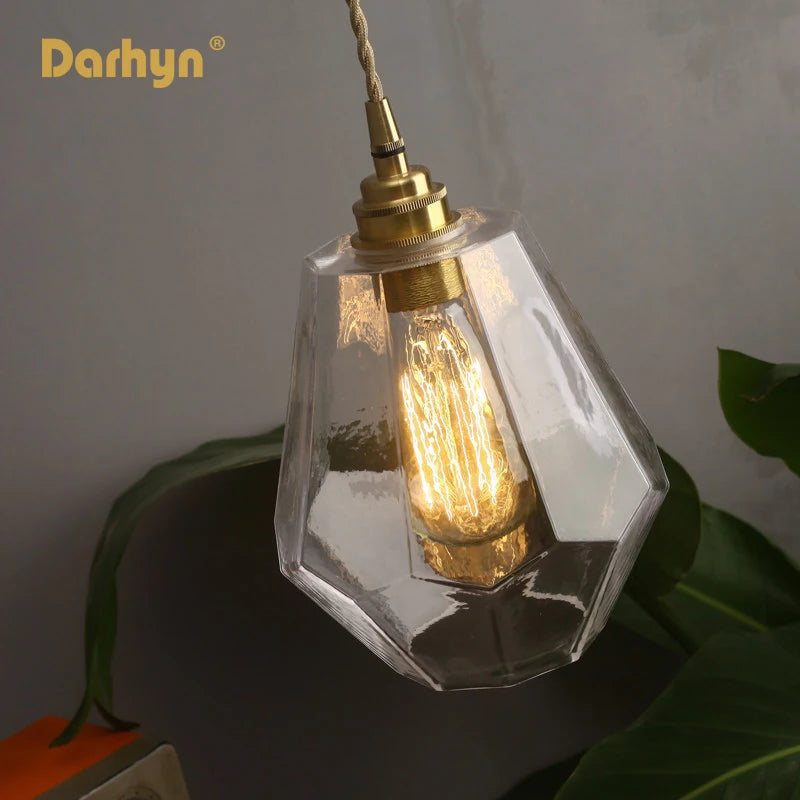 lampes suspendues modernes laiton verre rétro - vue 6 sur 7