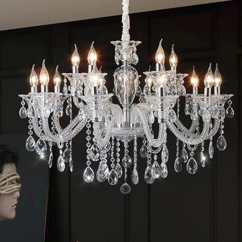 lustre moderne en verre cristal pour espace de luxe - vue 4 sur 13