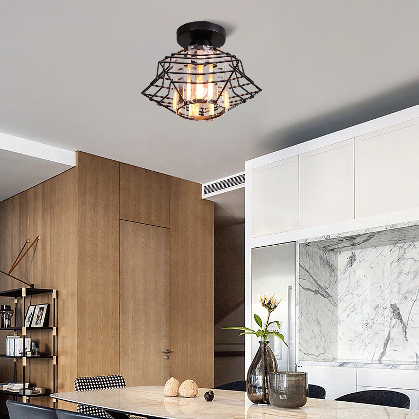 Plafonnier LED en cristal design moderne décor - vue 4 sur 14