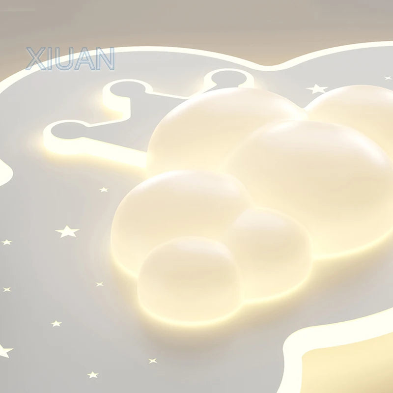 lustre créatif en forme de couronne et nuage pour enfants - vue 6 sur 8